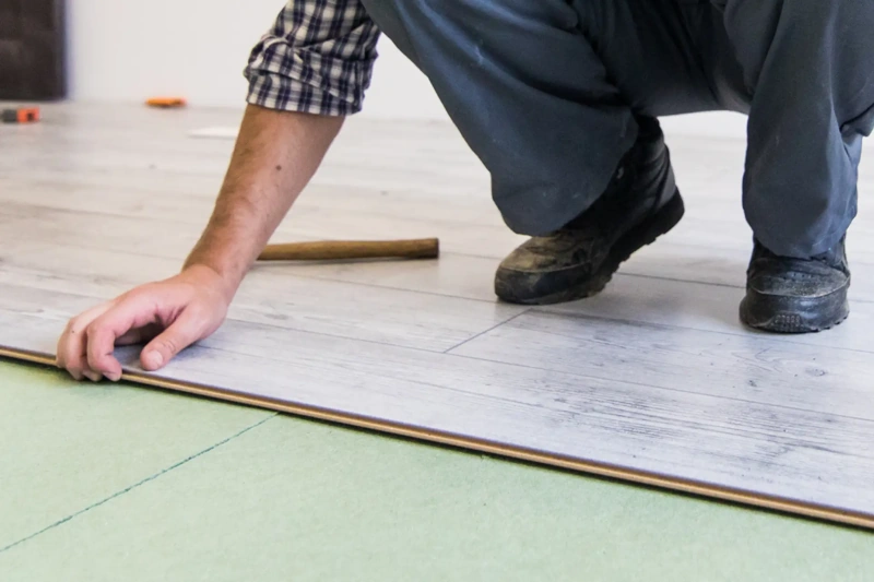 SPC Flooring grey tile installation